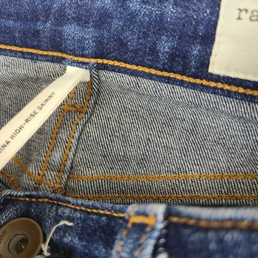 Rag Bone Jeans Womens 27x24 Blue Nina High Rise Skinny Fray Dark Wash‎ Denim - Picture 9 of 14